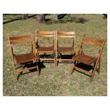 Lot of 4 Vintage Wood Folding Chairs