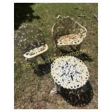 Lot of 3 Heavy Metail Chairs and Table