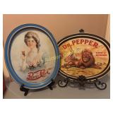 Lot of 2 Metal Advertisement Trays