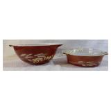 Lot of 2 Vintage Pyrext Bowl & Casserole Dish