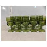 Lot of 10 Indiana Glass Green Goblets