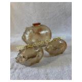 Lot of 3 Vintage Carnival Glass Piggy Banks
