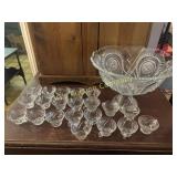 Crystal Punch Bowl with Pedestal/Laddle/Cups