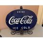 1950's Blue Enamel/Porcelain Oval Coke Sign
