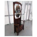 Wooden Entry Way Bench/Coat Rack w/ Mirror