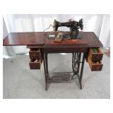 Vintage Sewing Machine in Wooden Table