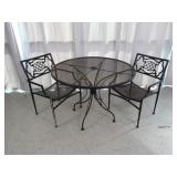 Black Metal Patio Table w/ 2 Chairs