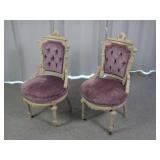 (2) Ornate Purple Tufted Chairs