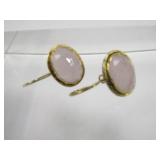 Gold Over 925 Silver Rose Quartz Drop Earrings