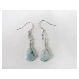 925 Sterling Silver Caribbean Larimar Dangle +