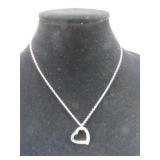 925 Sterling Silver & CZ Open Heart Necklace