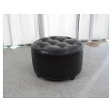 Black Faux Leather Ottoman