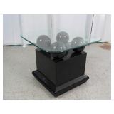 Modern Style Black Side Table w/ Glass Top