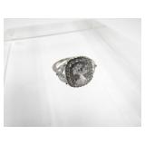 Sterling White Sapphire Oval 1 1/2 Ct Ring Size 6