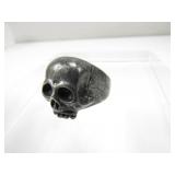 Sterling Anodized Skull Ring Men