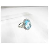 Sterling 5ct Topaz Ring Size 6