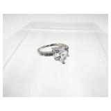 Sterling White 3ct Heart Cut Ring Size 7