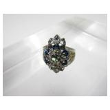 Sterling Multi Stone Sapphire & Topaz Ring Size +