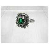 Sterling Emerald and Sapphire Ring Size 7