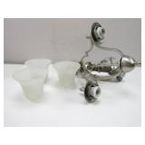 Chrome Toned Light Fixture w/ Frosted Shades