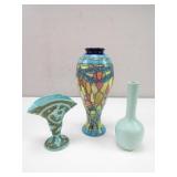 (3) Blue Toned Flower Vases