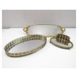 Vintage Gold Toned Mirror Jewelry Holders