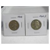 (2) Silver Washington Quarters 1964 & 1964-D
