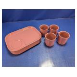 (10+) Pink Melamine Plates & Cups Set