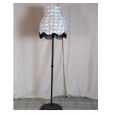 (1) Black and White Floor Lamp with Fringe Shade