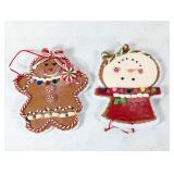 (2)Vintage Gingerbread & Snowman Ornaments