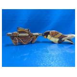 (2) Handcrafted Wooden Animal Figurines
