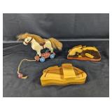 (3)Vintage Wooden Horse & Puzzle Boxes Set