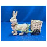 Adorable Easter Bunny w/ Wheelbarrow & Basket