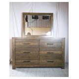 Modern Six-Drawer Dresser w/Mirror