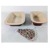 (3)Le Creuset Baking Dishes w/Potholder Set