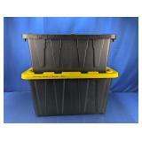 (2) Black Plastic Storage Bins
