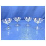 (4) Vintage Etched Glass Champagne Coupes