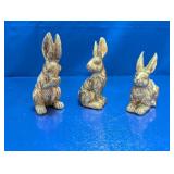 Adorable Gold Tone Bunny Figurine Trio