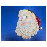 Vintage Santa Claus Face Wall Plaque W/ Bell