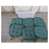 (6) Vintage Green Chair Cushions Set