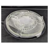 Vintage Glass Party Tray & Dip Bowl Set