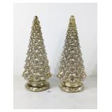 (2) 16"Lighted Mercury Glass Tabletop Christmas
