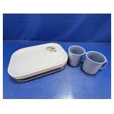 (8) Melamine Plates & Mugs Set