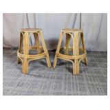 (2)Vintage Rattan Stools Duo