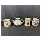 (4)Vintage Ceramic Teapot & Candle Warmers Set