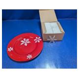 (2) Holiday Decor Set: Snowflake Plate & Ornament