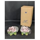 (2) Porcelain Flower Candle Holders (Avon Brand)