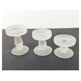 (3) Frosted Glass Candleholders Set