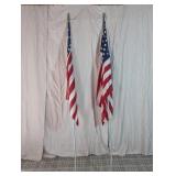 (2) American Flags with Poles