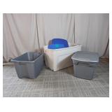 (3) Assorted Plastic Storage Bins with Lids